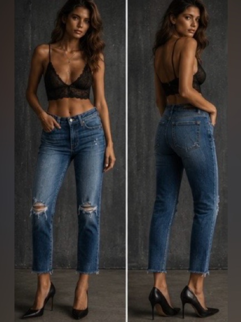 Joe's Jeans Ava Skinny Ankle Distressed Blue Denim Size 30 Stretch EUC